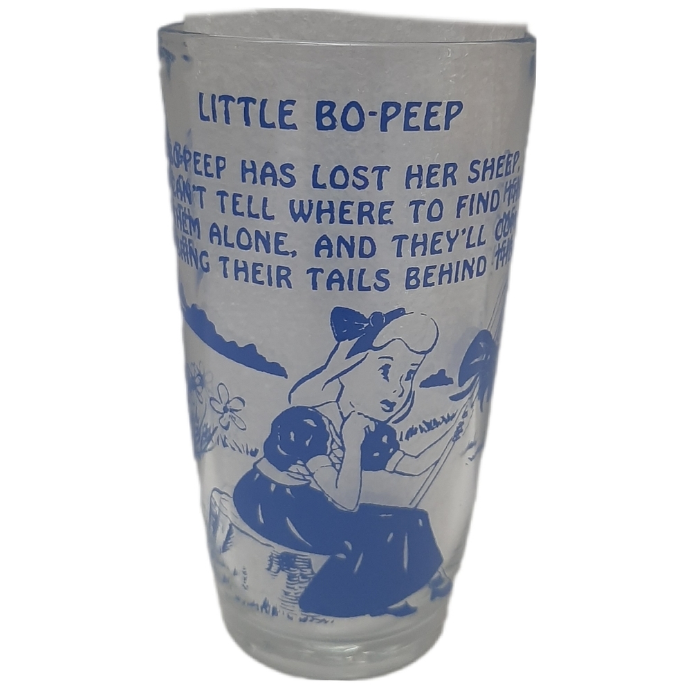 🍒 Vintage Little Bo Peep Drinking Glass Mother Goose Kids Nursery Rhyme